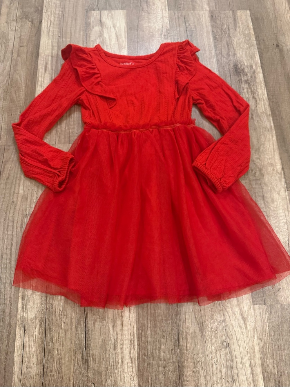 Cat & Jack Red Long-Sleeve Tulle Party Dress